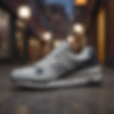 New Balance dad shoes in a modern urban setting