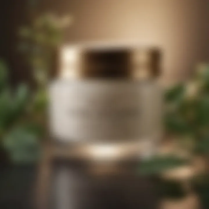 Close-up of a jar of luxurious night cream with botanical ingredients