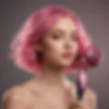 Pink hair dryer with diffuser attachment emitting gentle heat for hair styling