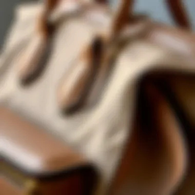 A close-up of eco-friendly materials used in a chic work bag, emphasizing sustainability in design.