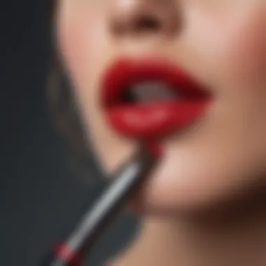 Red Lipstick Application Brush with Precise Bristles