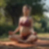 Pregnant woman doing yoga outdoors