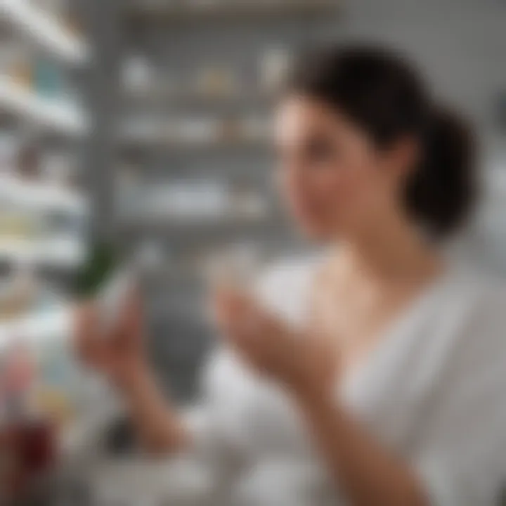 Pregnant woman researching skincare ingredients