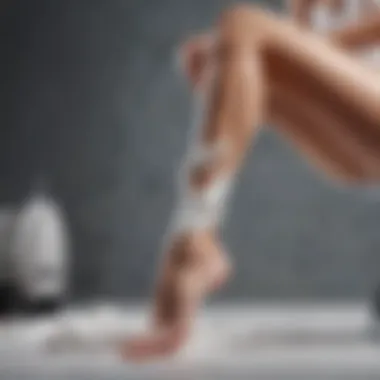 Female legs with shaving cream