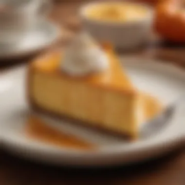 Pumpkin Spice Cheesecake Slice on a Festive Plate