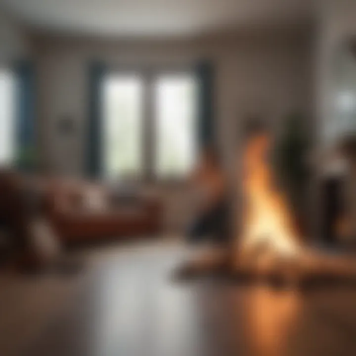 A cozy living space where a person is actively tidying up, highlighting the caloric burn in household chores.