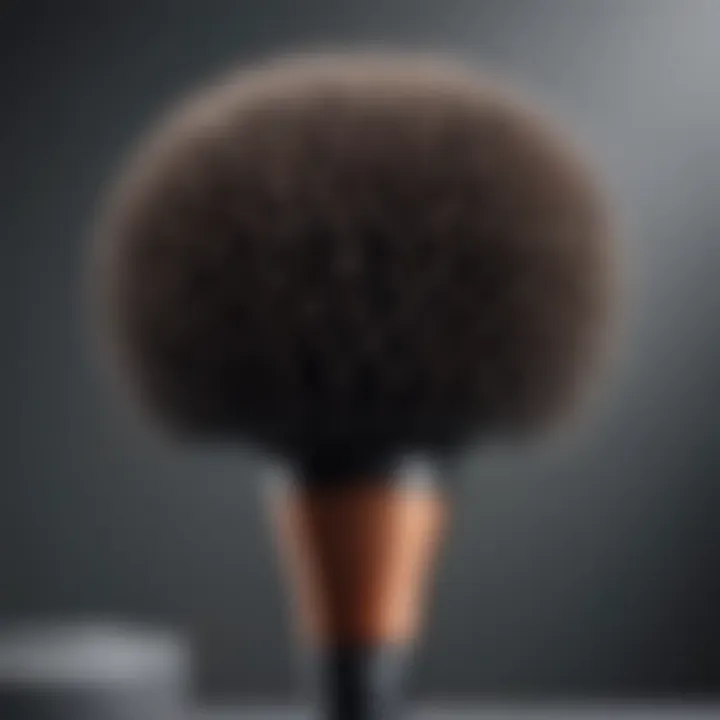 Close-up of the innovative bristle design of the hair dryer brush