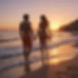 Couple enjoying a sunset on a private beach