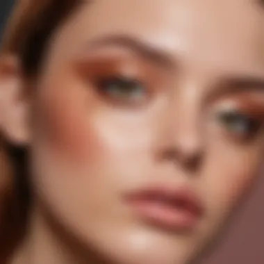 A model featuring a stunning rose gold eye makeup look