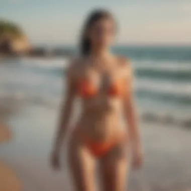 Empowerment in Seethrough Swimwear on the Beach A model confidently wearing a seethrough bikini at a beach, embodying empowerment.