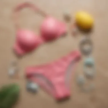 A creative flat lay of styling accessories paired with a seethrough bikini.
