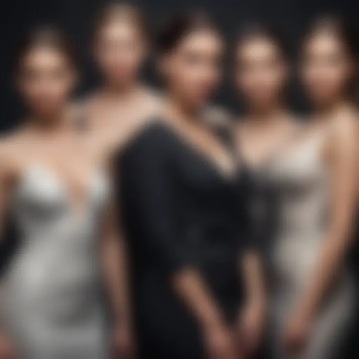 Diverse body types elegantly dressed in formal attire