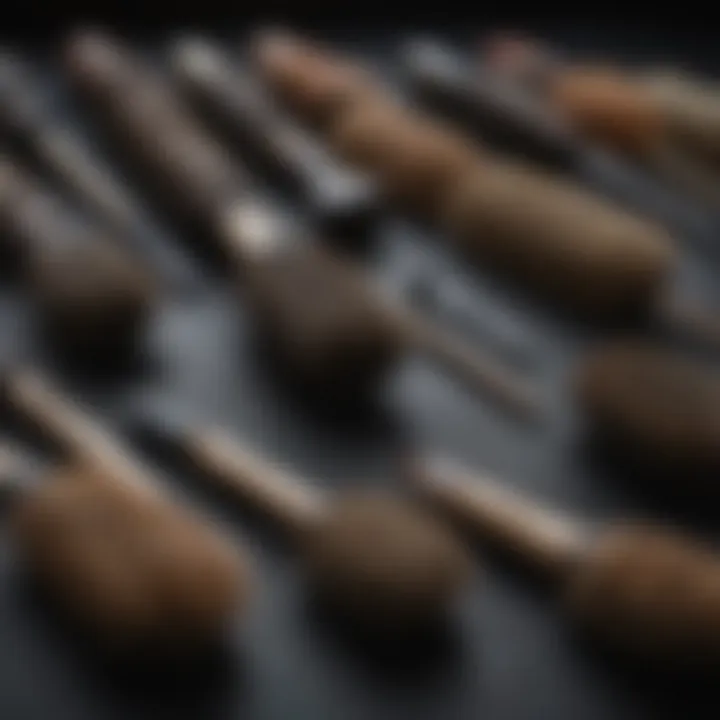 An assortment of natural bristle brushes showcasing the benefits for fine hair.