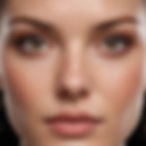 Close-up of flawless under eye skin with concealer applied