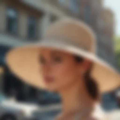 Stylish summer cancer hat displayed outdoors with sunlight