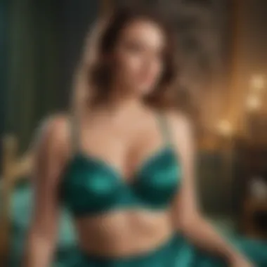 Luxurious satin bralette in emerald green hue