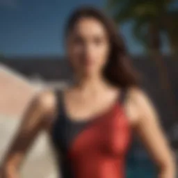 Elegant one shoulder swimsuit showcasing tummy control features