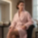 Luxurious soft fluffy bathrobe draped elegantly on a chair.