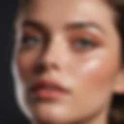 Radiant glow of cheek highlighter applied on flawless skin