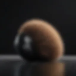 A close-up of a round volumizing brush showcasing its bristle arrangement and handle design.