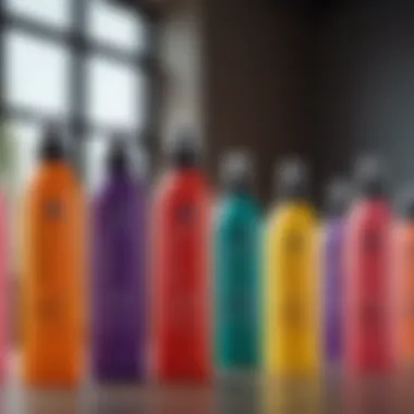 Diverse Detangler Sprays Collection A vibrant display of various detangler sprays arranged aesthetically