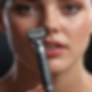 A close-up of a face shaver highlighting its precision blades.