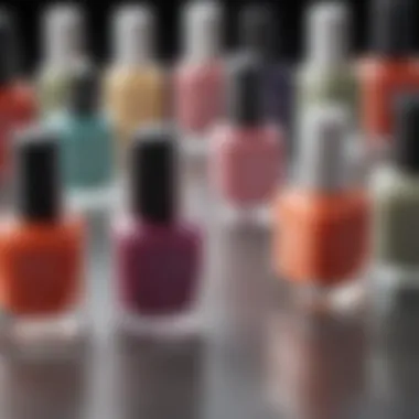 Close-up of cruelty-free labels on nail polish bottles