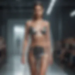 A striking display of a transparent dress on a runway