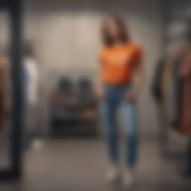 Stylish Outfit Inspirations with Basic T-Shirts A neatly arranged wardrobe featuring basic t-shirts styled with different accessories to demonstrate outfits.