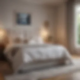 A serene bedroom setting with soft lighting and soothing decor