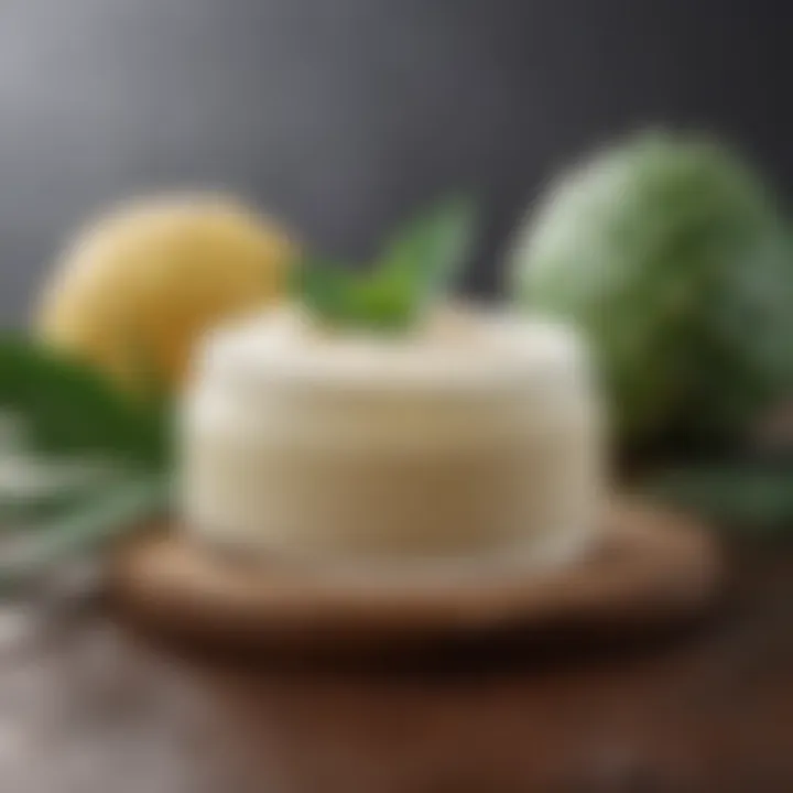 Close-up of natural moisturizer ingredients like aloe vera and shea butter