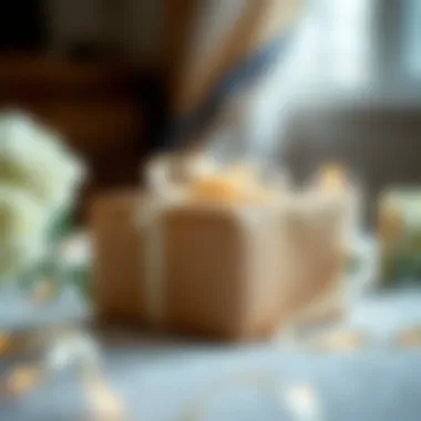 Elegant wedding gift wrapping with delicate ribbon