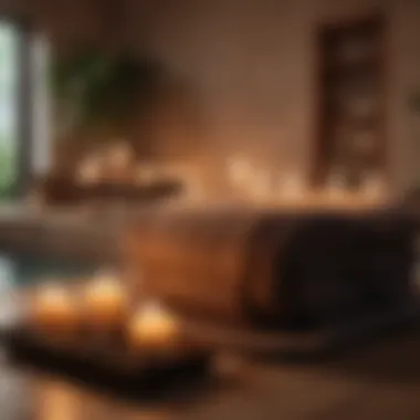 Spa Experience A serene spa setting including candles, essential oils, and relaxation items that hint at a soothing experience.