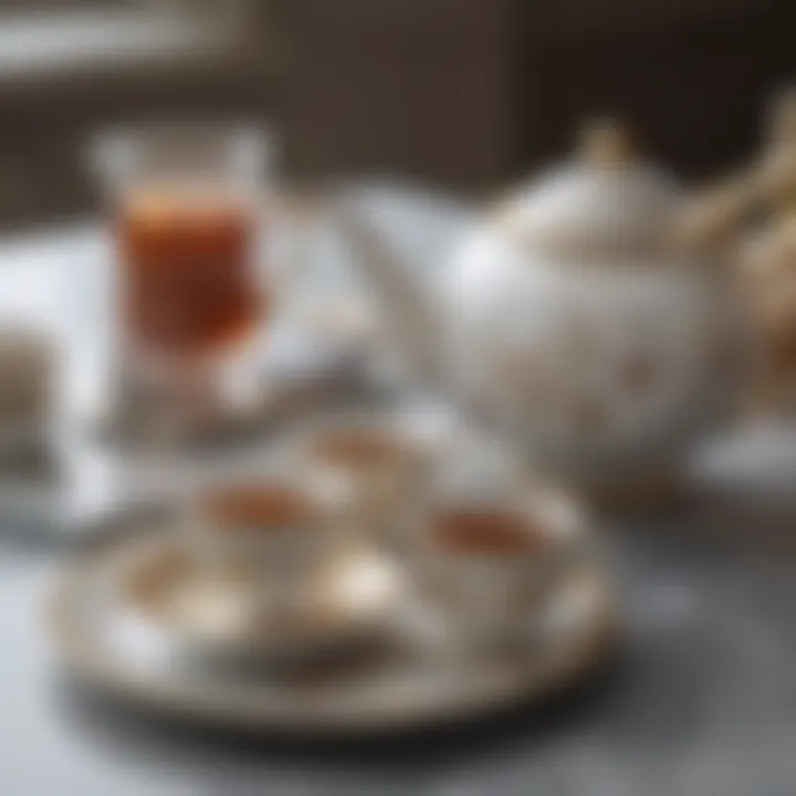 Elegant tea set on a marble tabletop