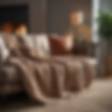 Cozy throw blanket draped over a comfortable sofa in a cozy living room