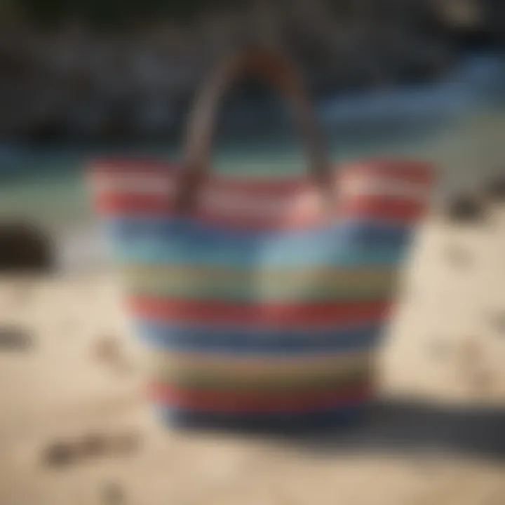 Trendy Beach Bag with Striped Pattern