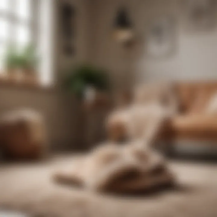 Stylish arrangement of UGG slippers in a modern home setting