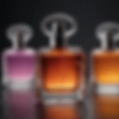 Luxurious textures and colors of perfume samples