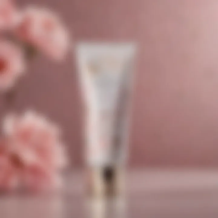 Close-up of a soft hand cream tube with floral design