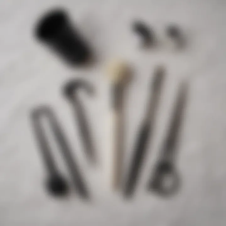 Top view of manicure tools on a pristine white towel