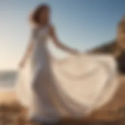 Elegant flowing chiffon beach wedding dress