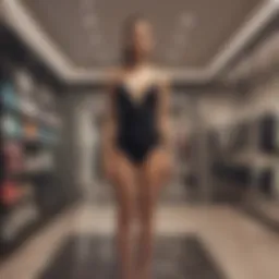 Elegant swimsuit display in boutique