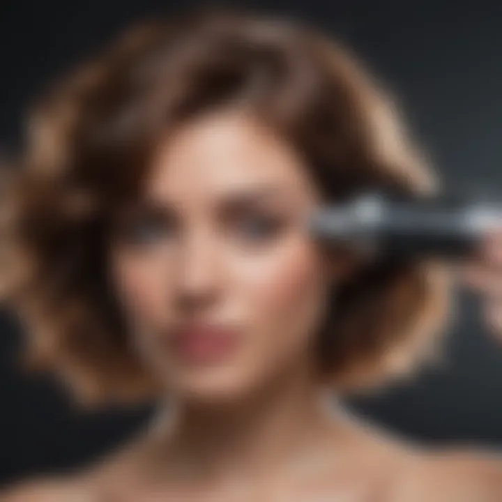 Short hair beach waves styling tool in action