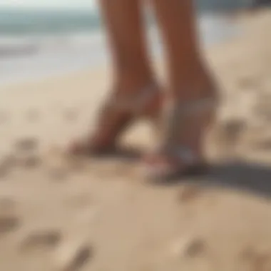 Chic beach wedding footwear options on sandy shore