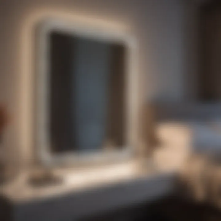 Chic LED light mirror creating a luxurious feel in the bedroom