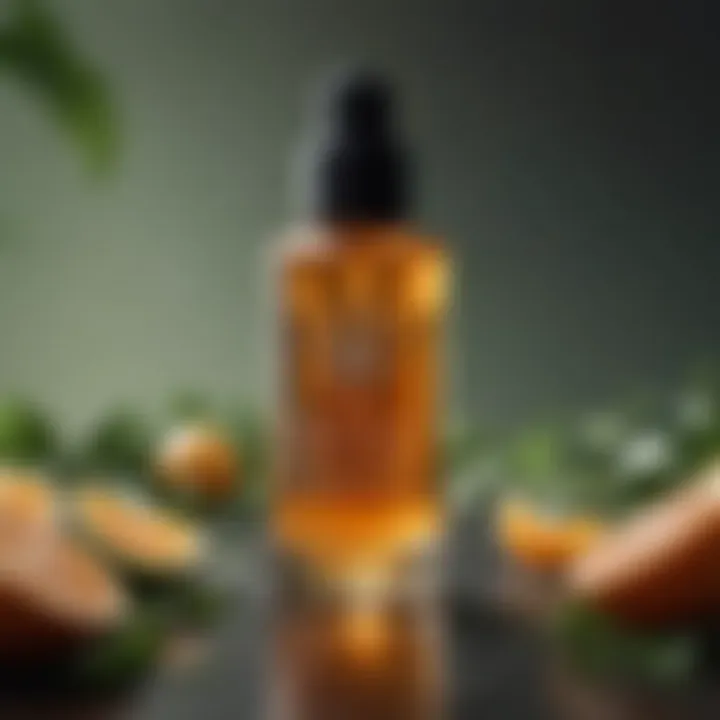 Bottle of pro vitamin C serum with botanical extracts