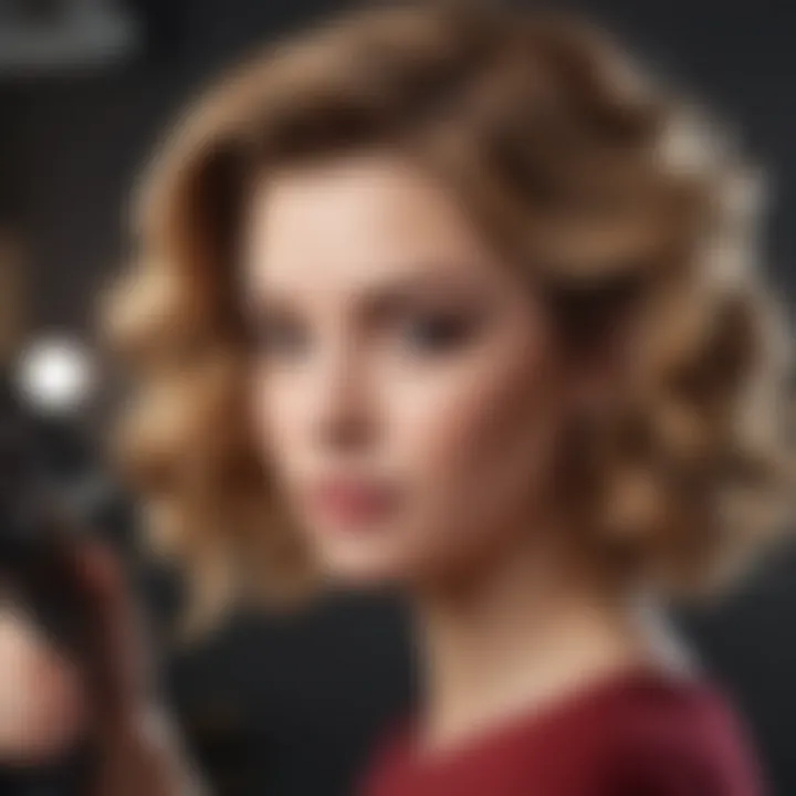 Professional hairstylist using tapered curling iron