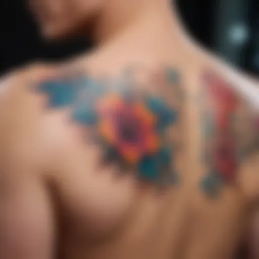 Colorful tattoo before removal treatment