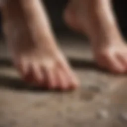 Close-up of dry, cracked feet showing skin texture