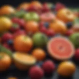 Colorful array of fruits rich in vitamins
